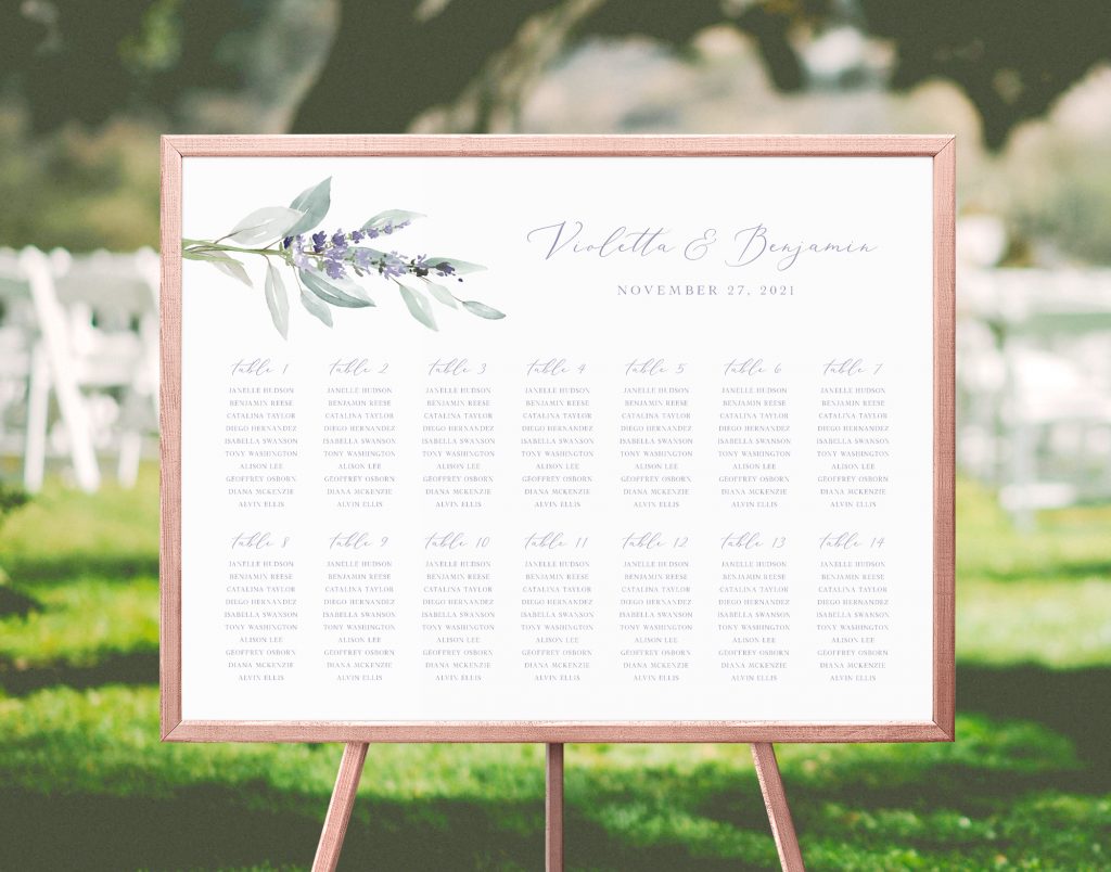 LAVENDER SEATING CHART