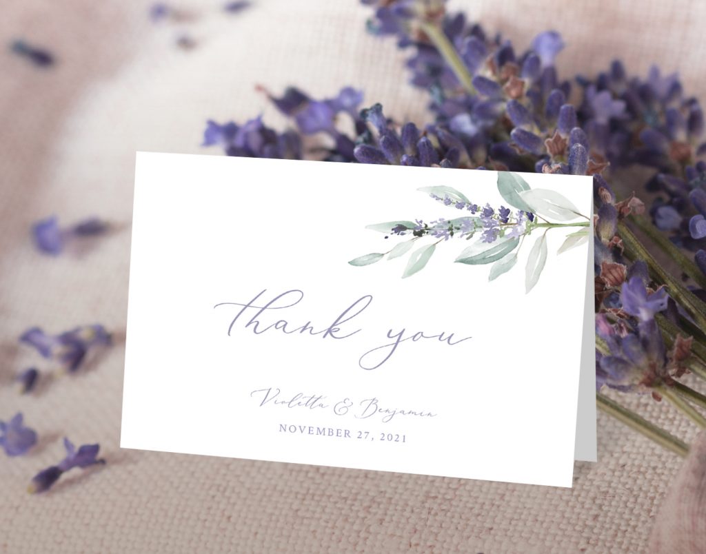 LAVENDER FOLDED THANK YOU CARD