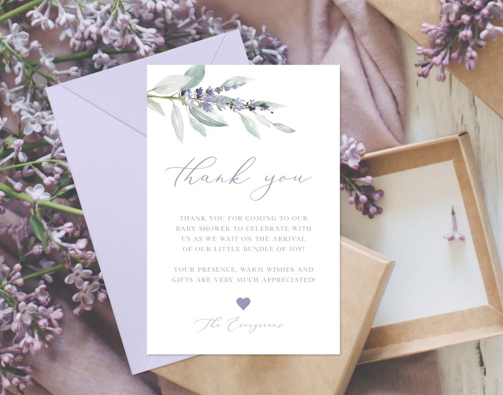 LAVENDER THANK YOU CARD