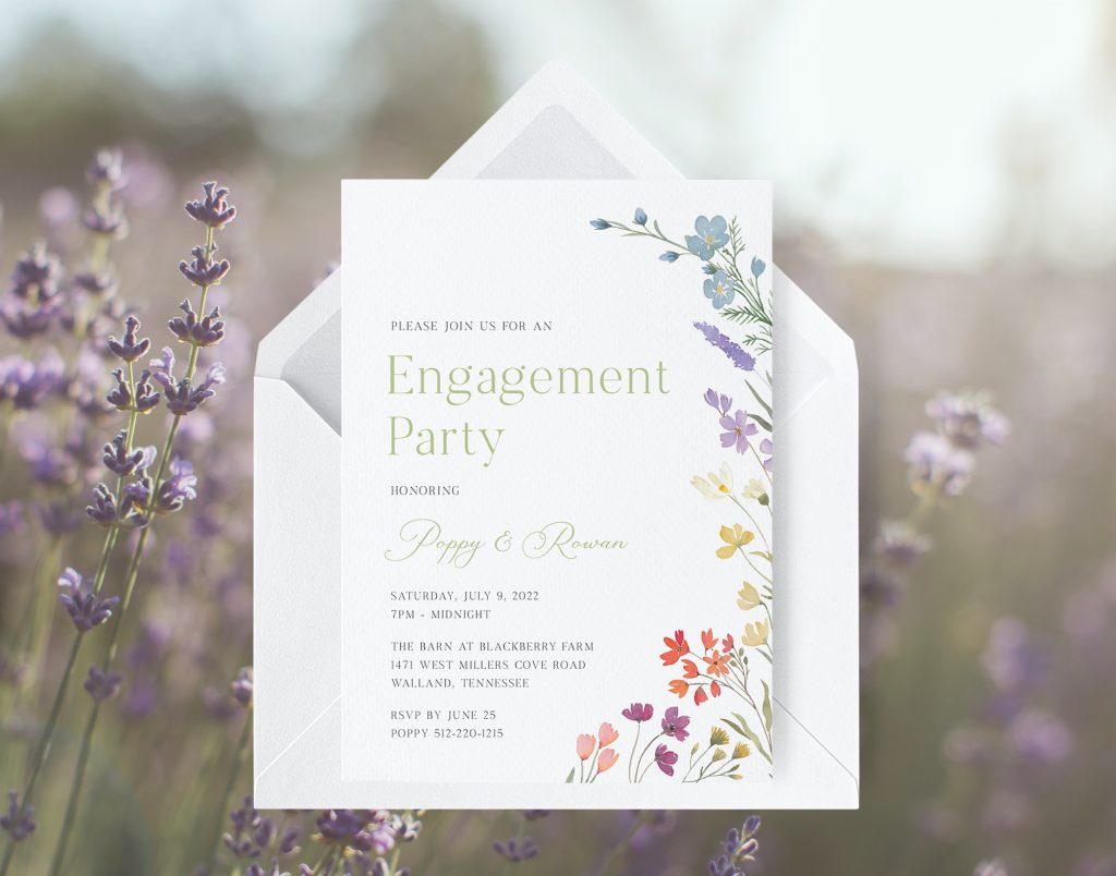 wildflower engagement invitation