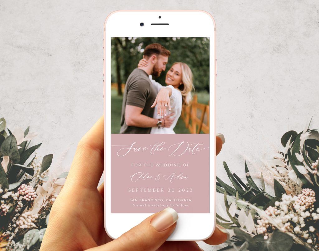 DUSTY ROSE SAVE THE DATE PHOTO EINVITE 1080x1920px