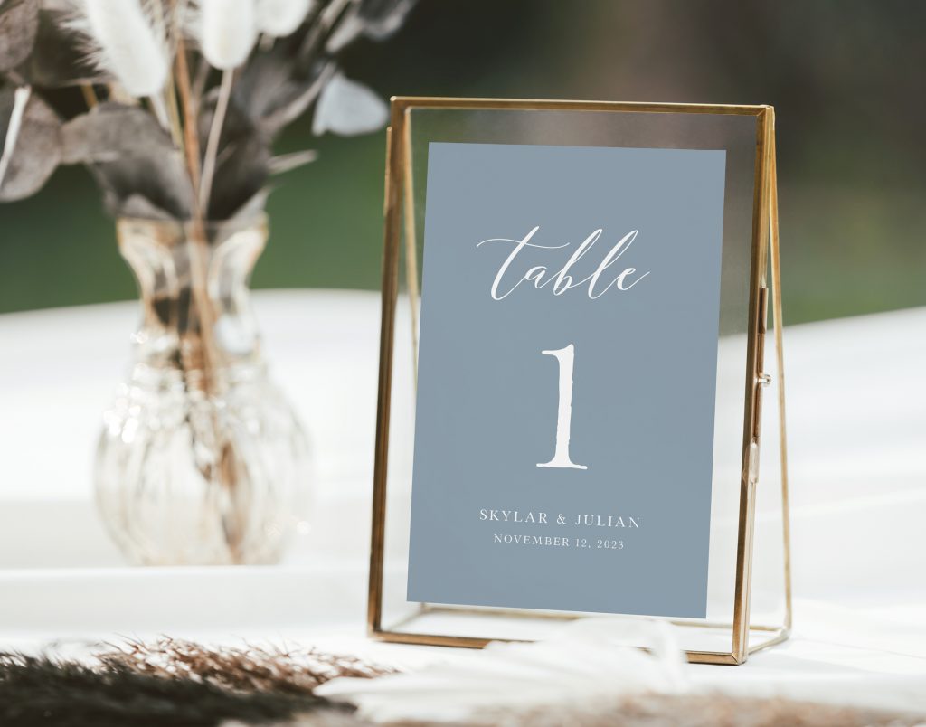 DUSTY BLUE TABLE NUMBER