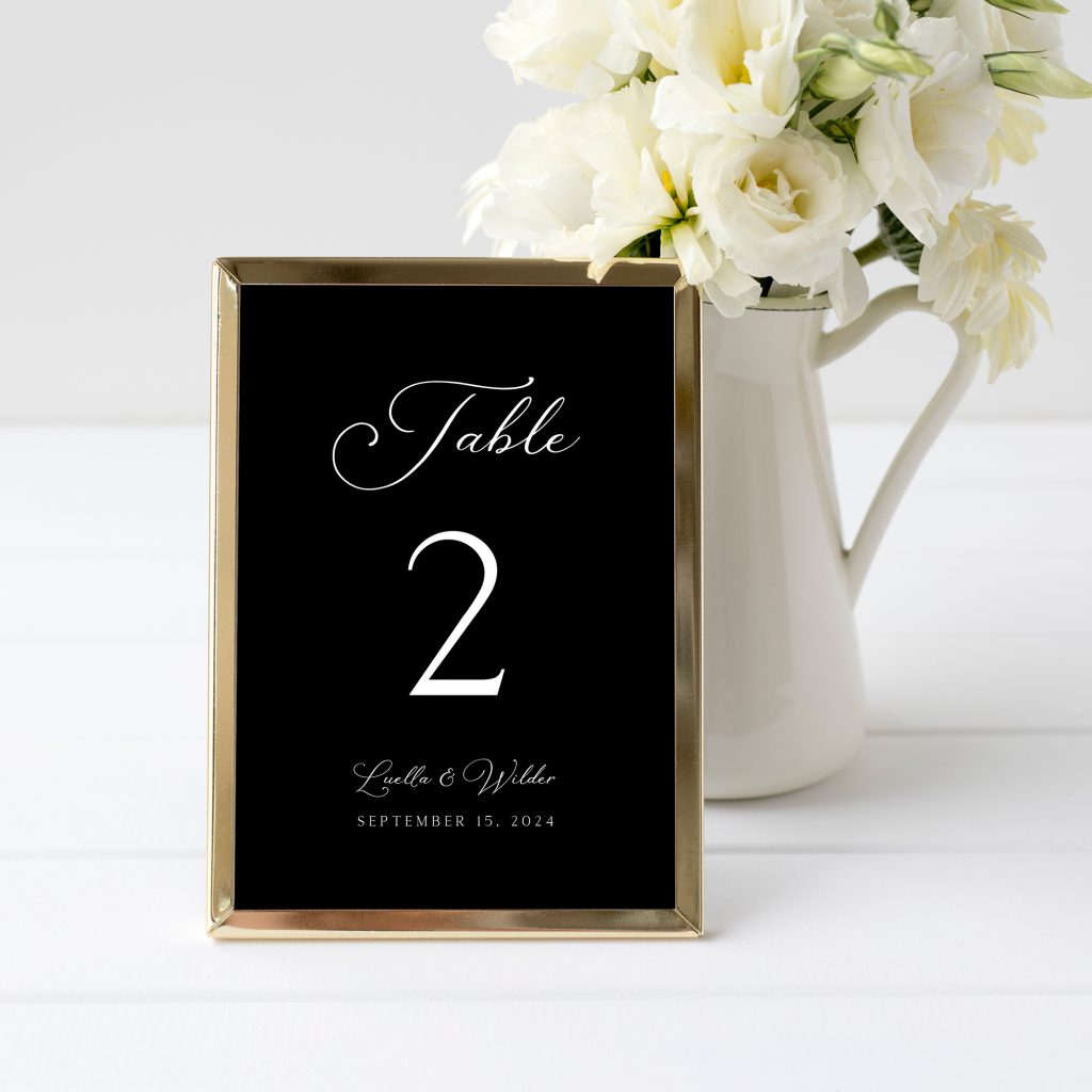 black table number cards