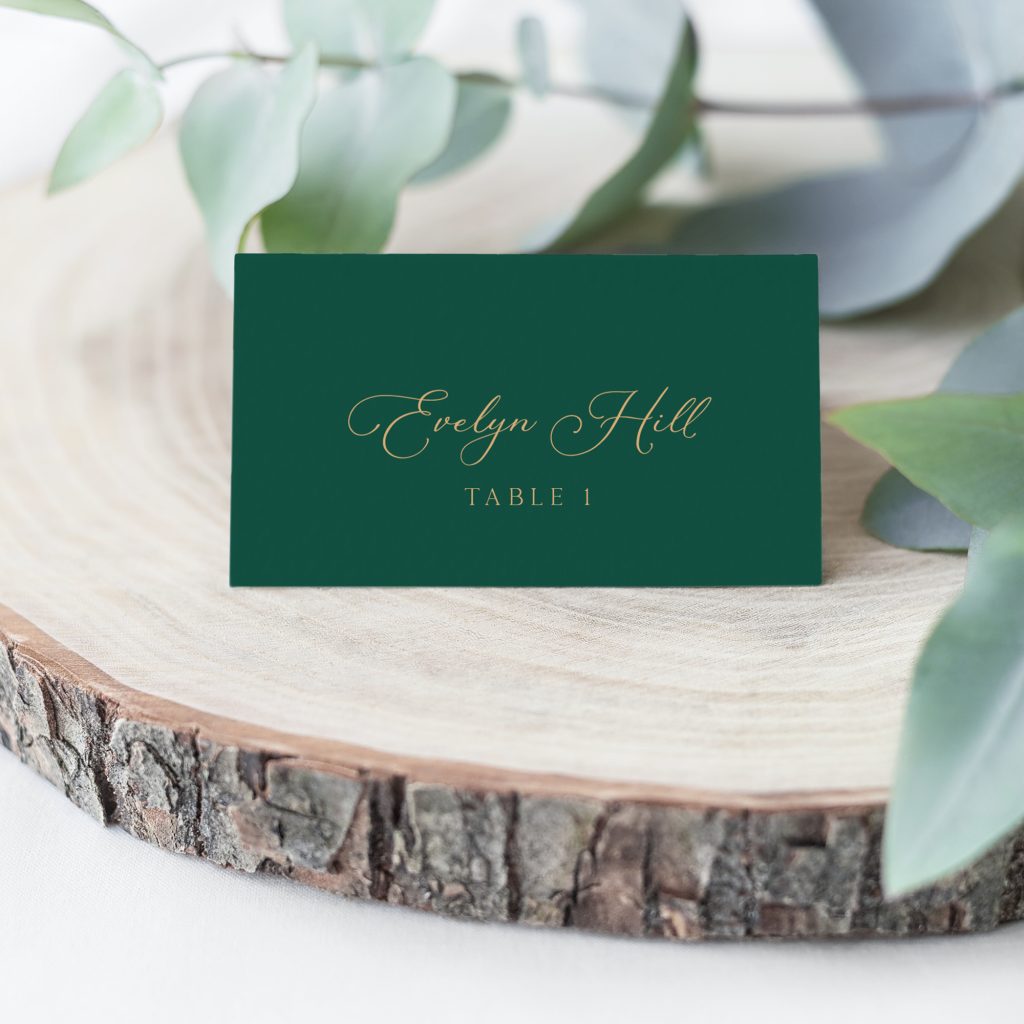 emerald green place cards