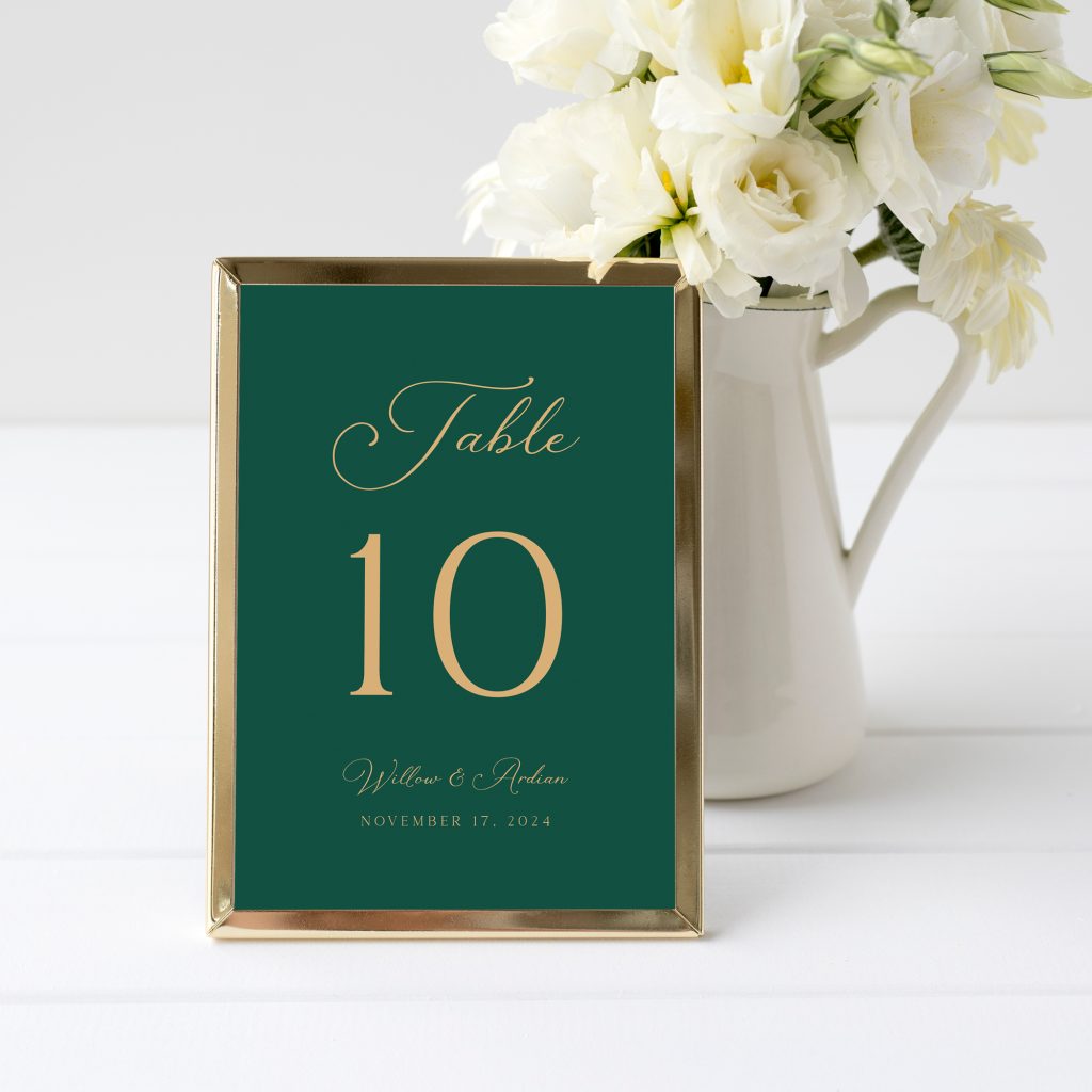 emerald green table number